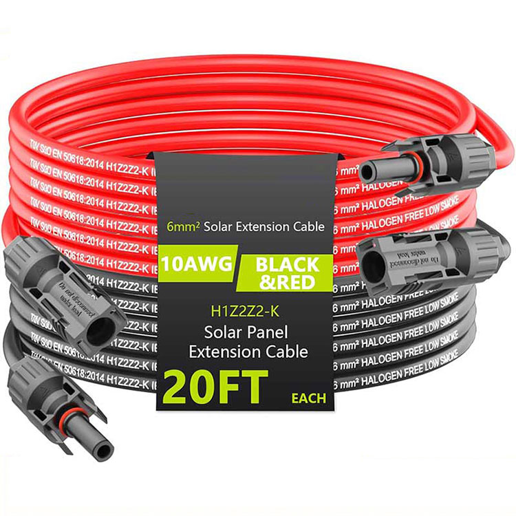 كابل تمديد الطاقة الشمسية 20FT 10AWG (6mm2) سلك تمديد اللوحة الشمسية